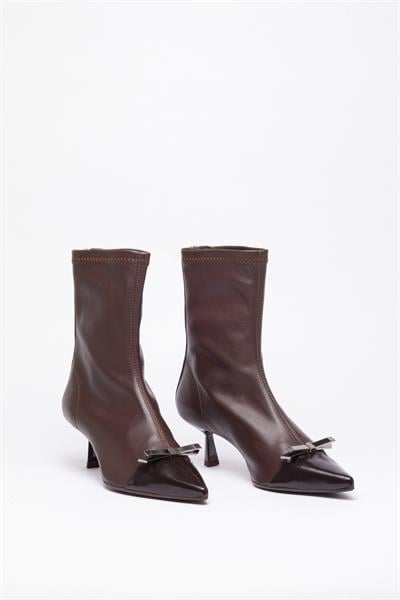 Kahve Streç Stiletto Bot