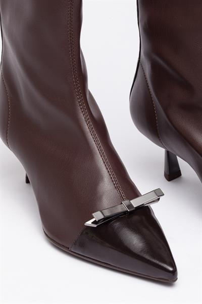Kahve Streç Stiletto Bot