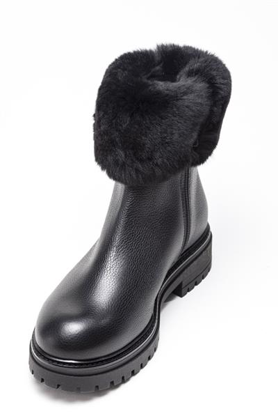 Siyah Deri Kürklü Bot