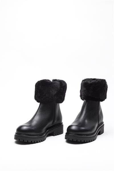 Siyah Deri Kürklü Bot