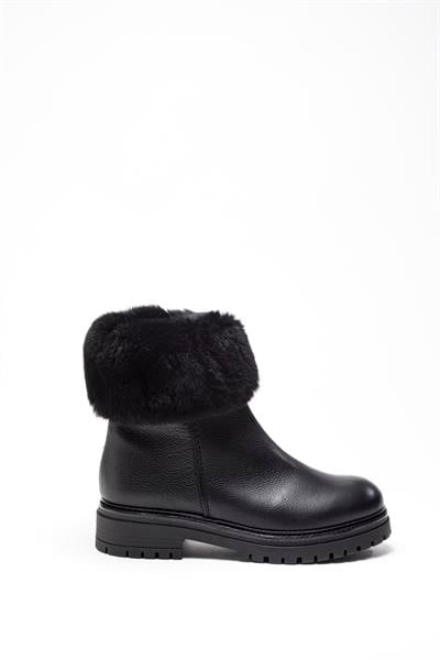 Siyah Deri Kürklü Bot