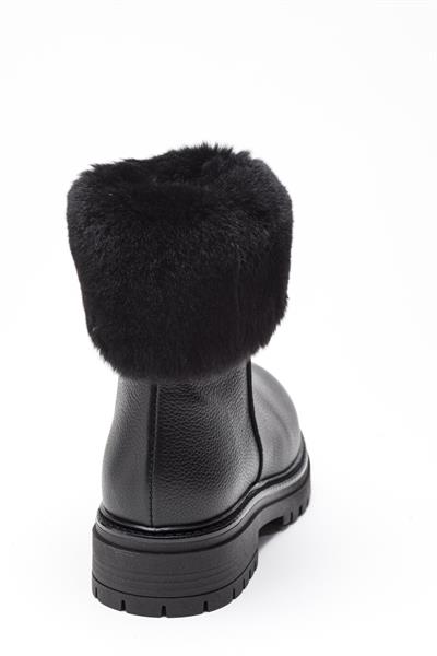 Siyah Deri Kürklü Bot