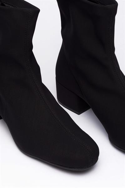 Streç Siyah Topuklu Bot