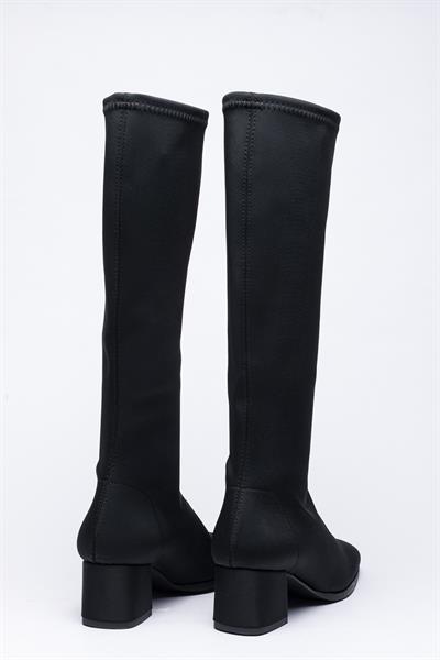 Siyah Streç Çorap Topuklu Çizme
