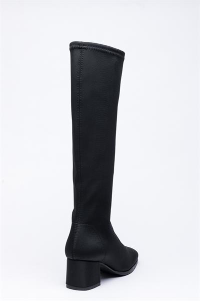 Siyah Streç Çorap Topuklu Çizme