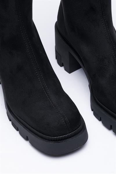 Siyah Streç Çorap Topuklu Bot