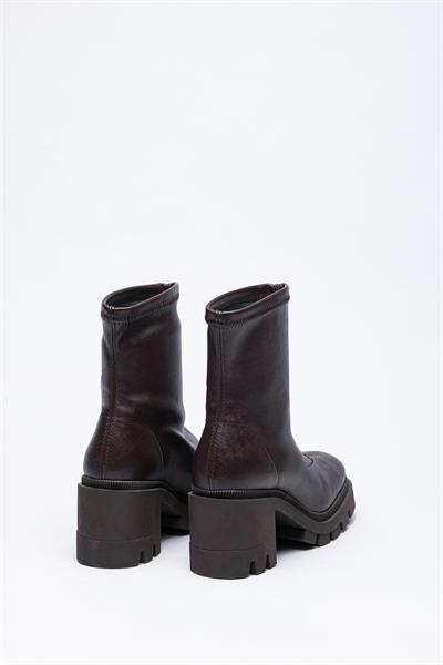 Kahve Streç Çorap Topuklu Bot