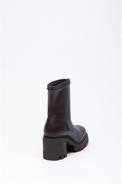 Kahve Streç Çorap Topuklu Bot