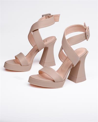 Pudra Renkli Platformlu Topuklu Ayakkabı