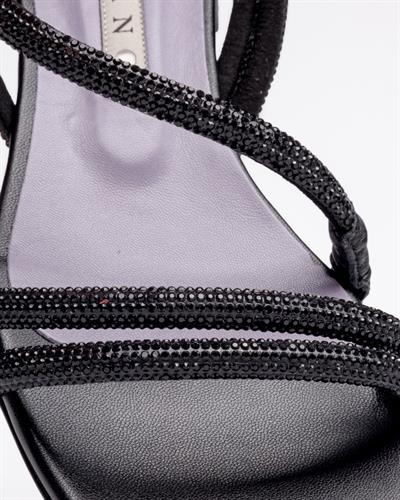 Siyah Renkli Kristal Sandalet