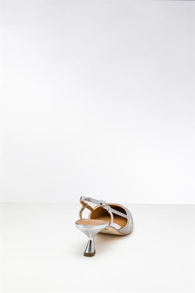 Degrade Kristal Taşlı Lame Kısa Topuklu Ayakkabı