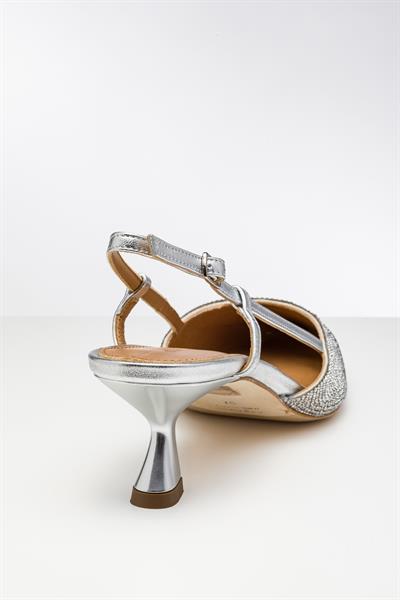 Degrade Kristal Taşlı Lame Kısa Topuklu Ayakkabı