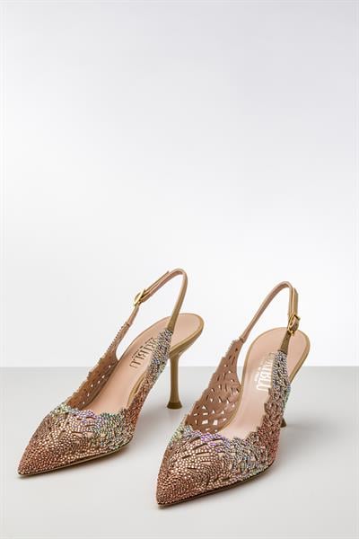Rose Gold Kristal Topuklu Ayakkabı