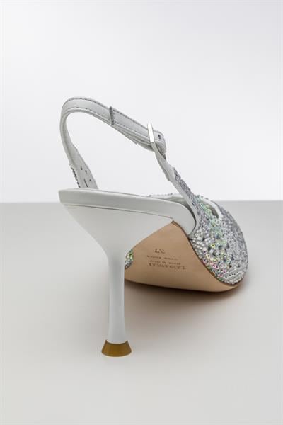 Beyaz Degrade Kristal Deri Ayakkabı