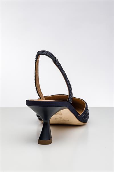 Lacivert Kristal Taşlı Topuklu Ayakkabı