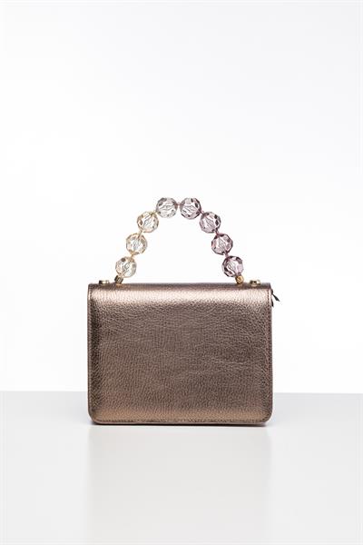 Kristal Saplı Bronz Çanta