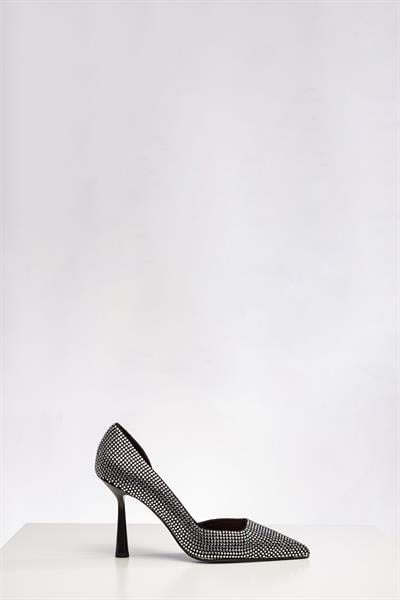 Lame Kristal Taşlı Topuklu Ayakkabı