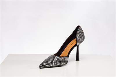 Lame Kristal Taşlı Topuklu Ayakkabı