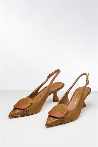 Taba Rengli Kısa Topuklu Ayakkabı