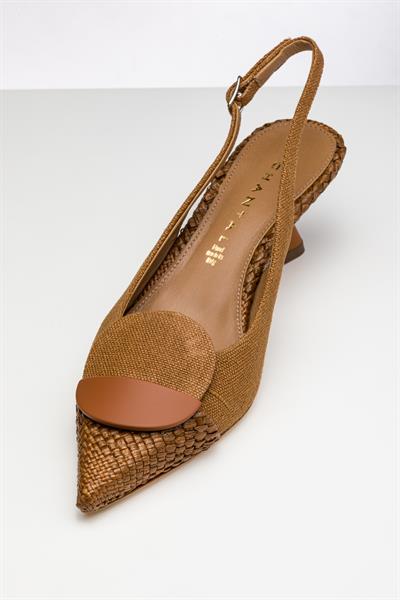 Taba Rengli Kısa Topuklu Ayakkabı