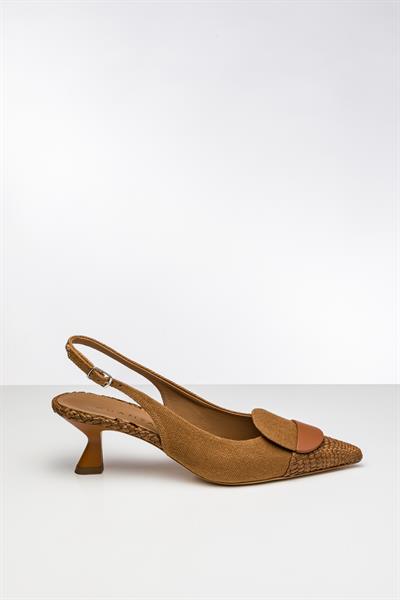 Taba Rengli Kısa Topuklu Ayakkabı