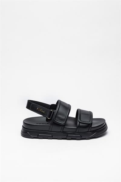 Siyah Renkli Deri Sandalet