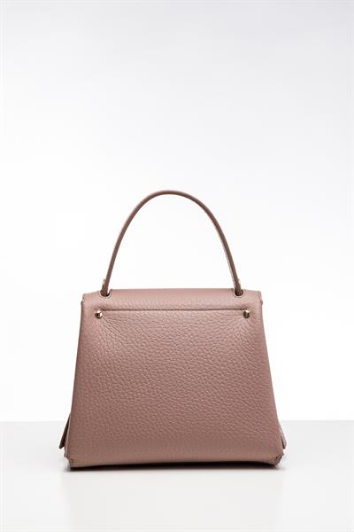 Vizon Renkli Ahşap Detaylı Deri Çanta