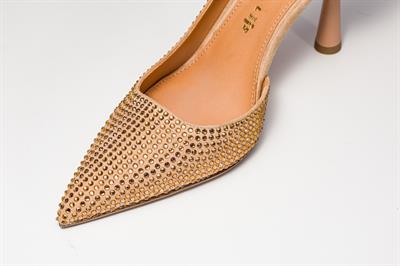 Gold Renkli Kristal Topluklu Ayakkabı