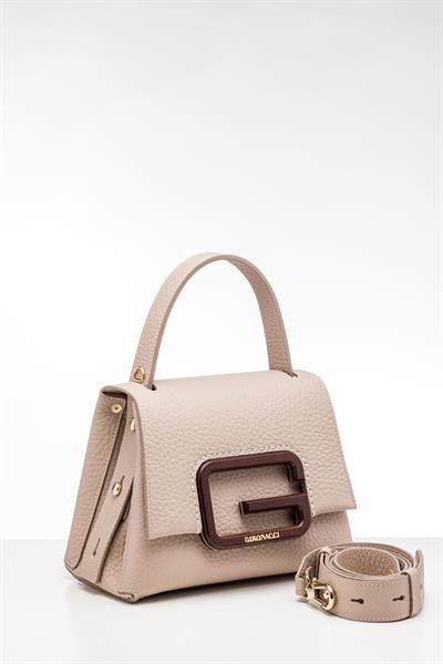 Bej Renkli Ahşap Detaylı Çanta