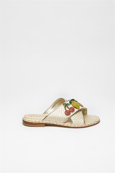 Kristal Akseuarlı Deri Terlik