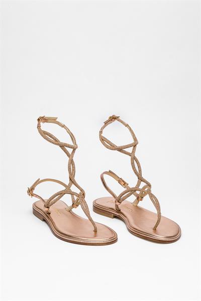 Rose Gold Kristal Taşlı Sandalet