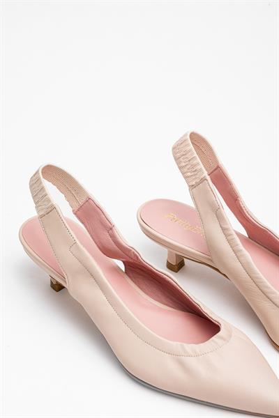 Pudra Renkli Kısa Topuklu Ayakkabı