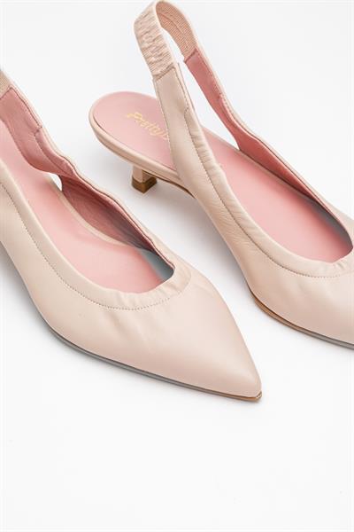 Pudra Renkli Kısa Topuklu Ayakkabı