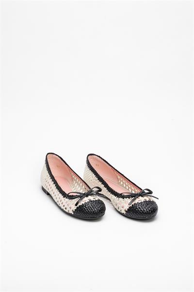 Siyah Beyaz Renkli Deri Babet