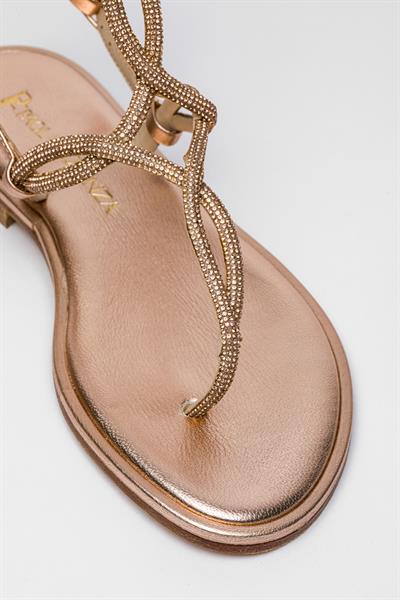 Rose Gold Kristal Taşlı Sandalet