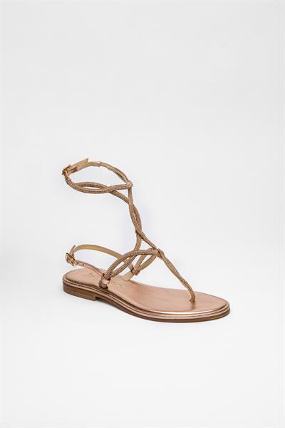 Rose Gold Kristal Taşlı Sandalet