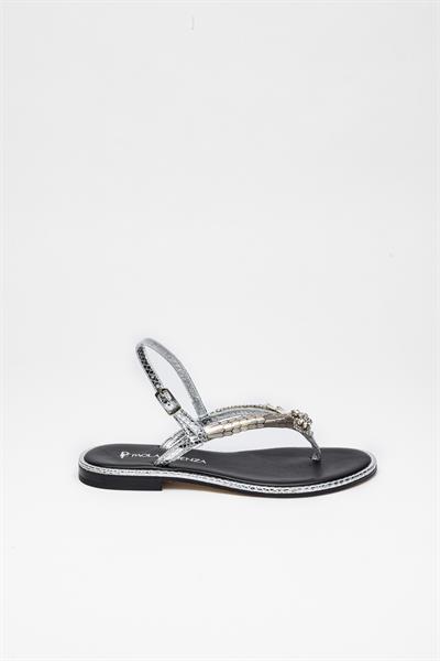 Antrasit Rengi Kristal Taşlı Sandalet