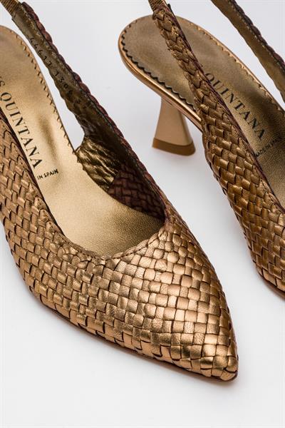 Bronz Rengi Topuklu Deri Ayakkabı