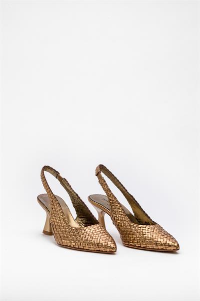 Bronz Rengi Topuklu Deri Ayakkabı