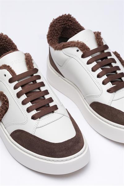 Krem Rengi Kürklü Sneaker