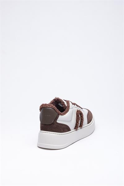 Krem Rengi Kürklü Sneaker