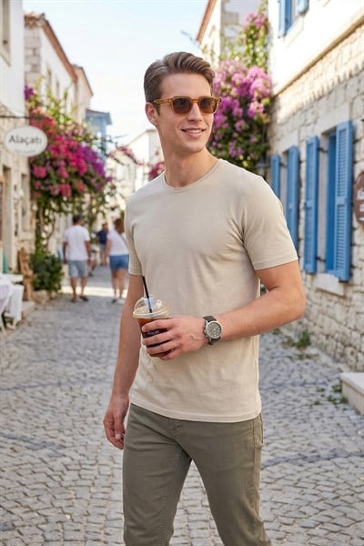 Buratti Pamuklu Bisiklet Yaka Basic Erkek T Shirt 59020001 TAŞ