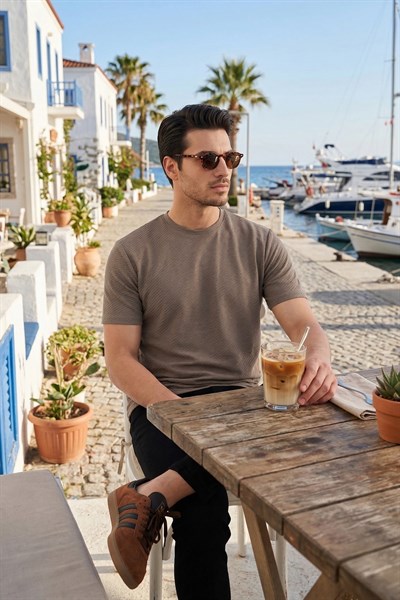 Buratti Pamuklu Bisiklet Yaka Kısa Kollu Erkek T Shirt 5904115 KAHVE