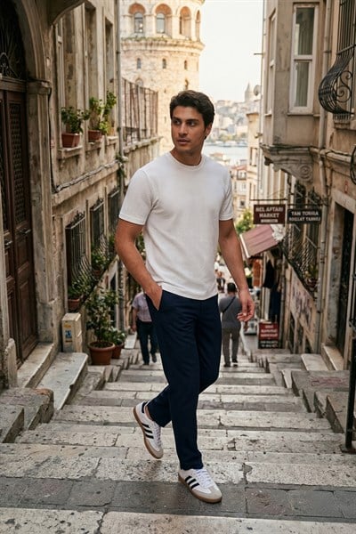 Buratti Pamuklu Bisiklet Yaka Kısa Kollu Erkek T Shirt 5904115 EKRU