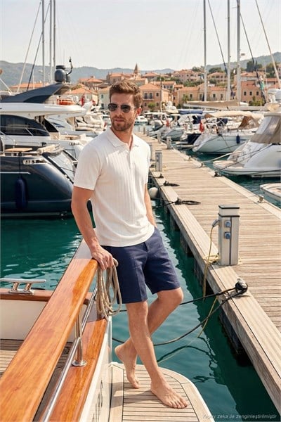 Pamuklu Kısa Kollu Düğmeli Erkek Polo T Shirt 5904051 EKRU