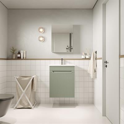 Banyo Dolabı, Ayna Ve Lavabo Seti, 55 Cm, Soft Su Yeşili