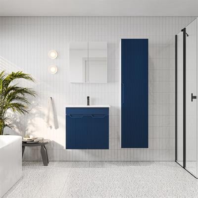 Banyo Dolabı, Ayna Ve Lavabo Seti, Boy Dolaplı 65 Cm, Belize Mavi