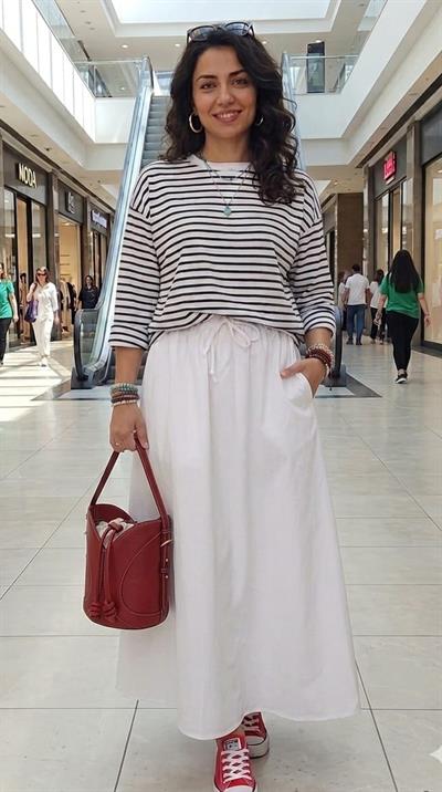 BELİ LASTİKLİ CEP DETAYLI ETEK