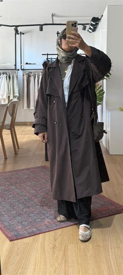oversize kahve trechcoat