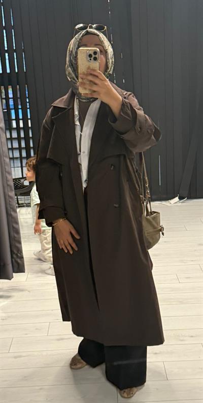 oversize kahve trechcoat